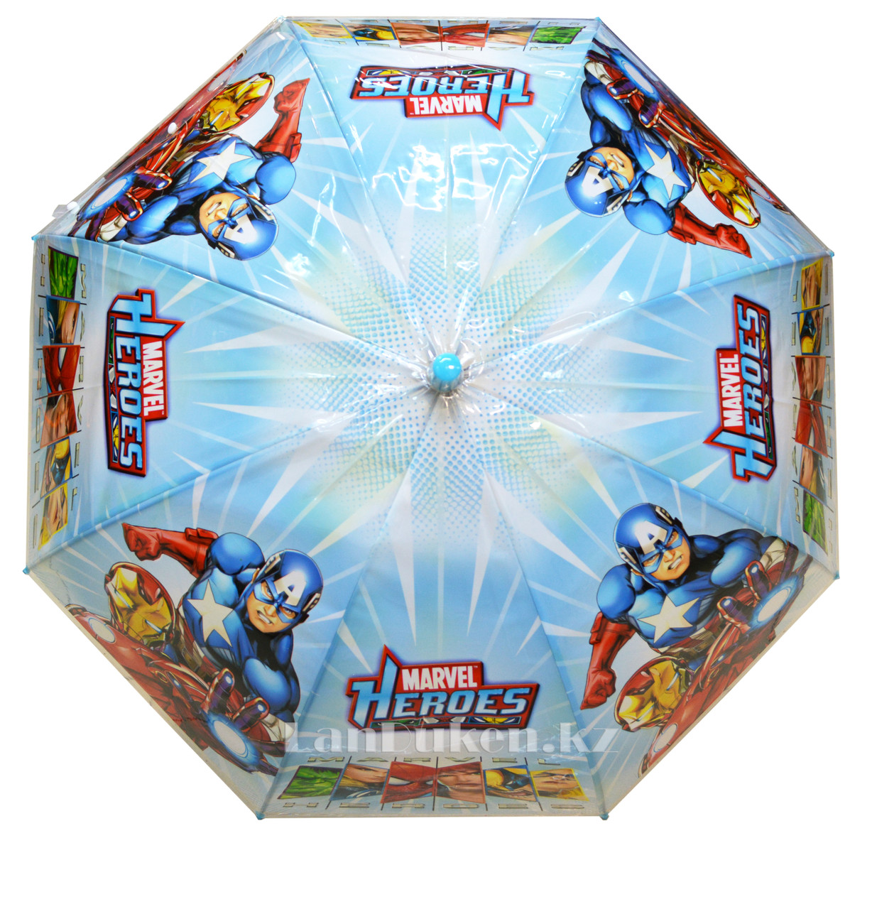 Зонт детский Мстители Marvel трость бирюзовый, фото 1