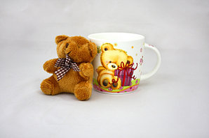 Набор кружка и мишка (розовый рисунок)