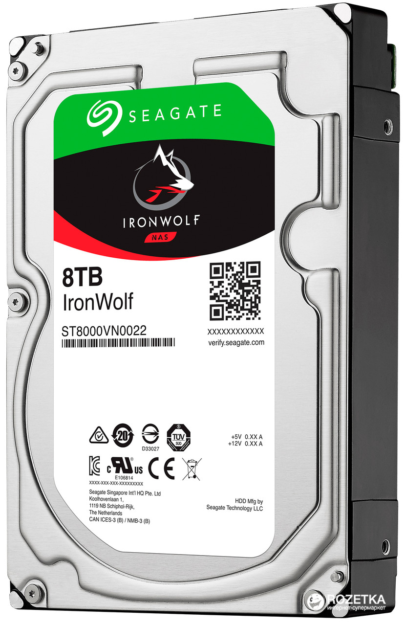 Seagate IronWolf ST8000VN0022 Жесткий диск для NAS систем 8Tb HDD SATA 6Gb/s 7200rpm 3.5" 256Mb