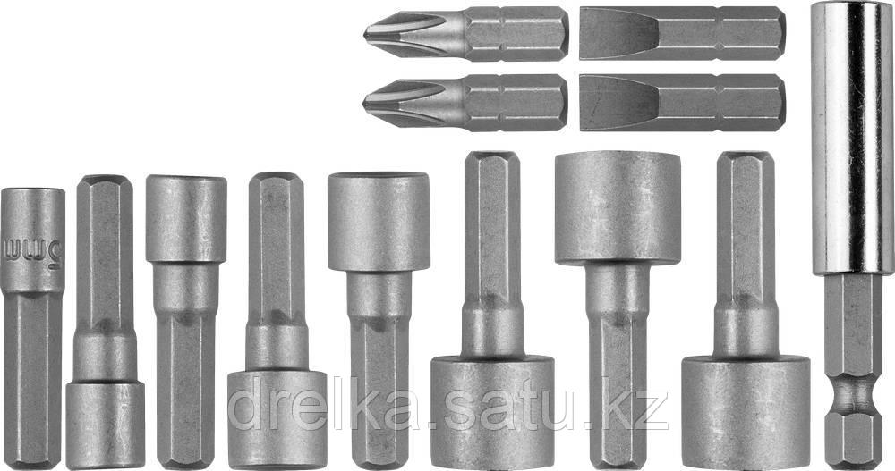 Набор торцовых головок "Нат-драйвер" с битами STAYER, 2611-H13, Cr-V сталь, 8 головок, 4 биты х 25 мм, адаптер