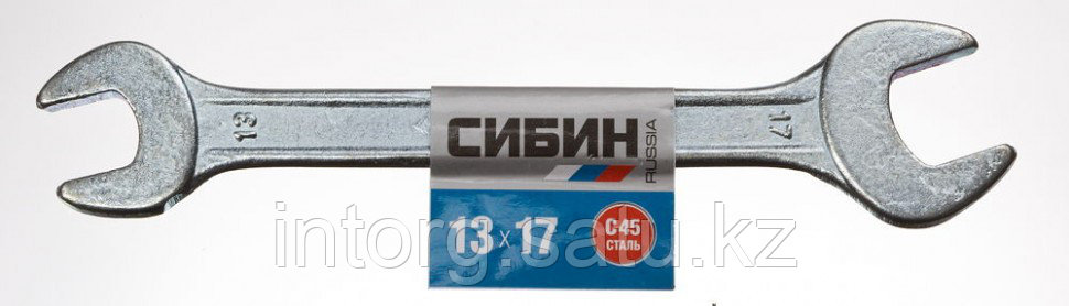 Ключ рожковый гаечный СИБИН, белый цинк, 13х17мм - фото 1 - id-p40200612
