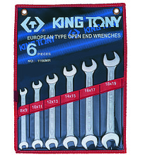 Набор рожковых ключей, 8-19 мм, 6 предметов KING TONY 1106MR