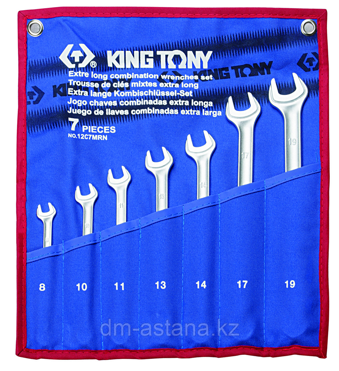 Набор комбинированных удлиненных ключей, 8-19 мм, чехол из теторона, 7 предметов KING TONY 12C7MRN - фото 1 - id-p53195512