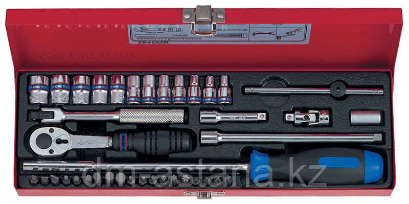 Набор торцевых головок с принадлежностями 1/4", шестигранные, 4-13 мм, 39 предметов KING TONY 2540MR