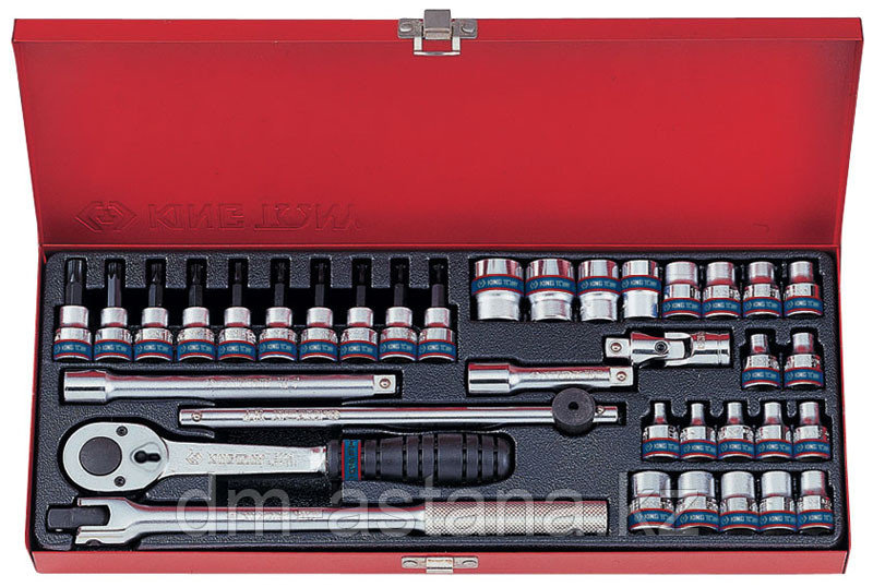 Набор торцевых головок с принадлежностями 3/8", двенадцатигранные, 6-19 мм 36 предметов KING TONY 3034MR