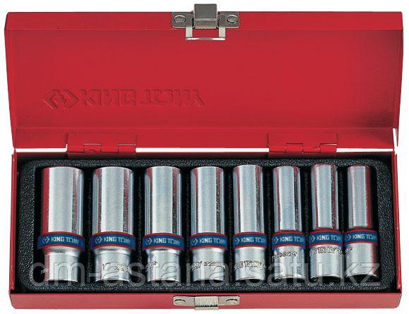 Набор глубоких торцевых головок 3/8", шестигранные, 10-19 мм, 8 предметов KING TONY 3508MR
