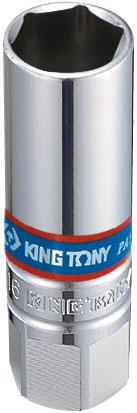 Головка свечная шестигранная 3/8", 16 мм, L = 70 мм, резиновый фиксатор KING TONY 363516