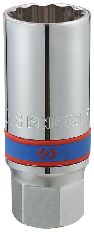 Головка свечная двенадцатигранная 1/2", 21 мм, L = 70 мм, резиновый фиксатор KING TONY 463021R