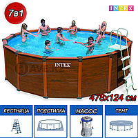 Круглый каркасный бассейн Intex 28382, Sequoia Spirit, размер 478x124 см 28382 Круглый каркасный бассейн Intex 28382, Sequoia Spirit, размер 478x124 см