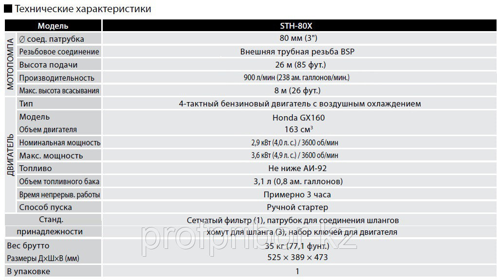 Бензиновая мотопомпа для средне-загрязненных вод Koshin STH-80X - фото 4 - id-p53308686