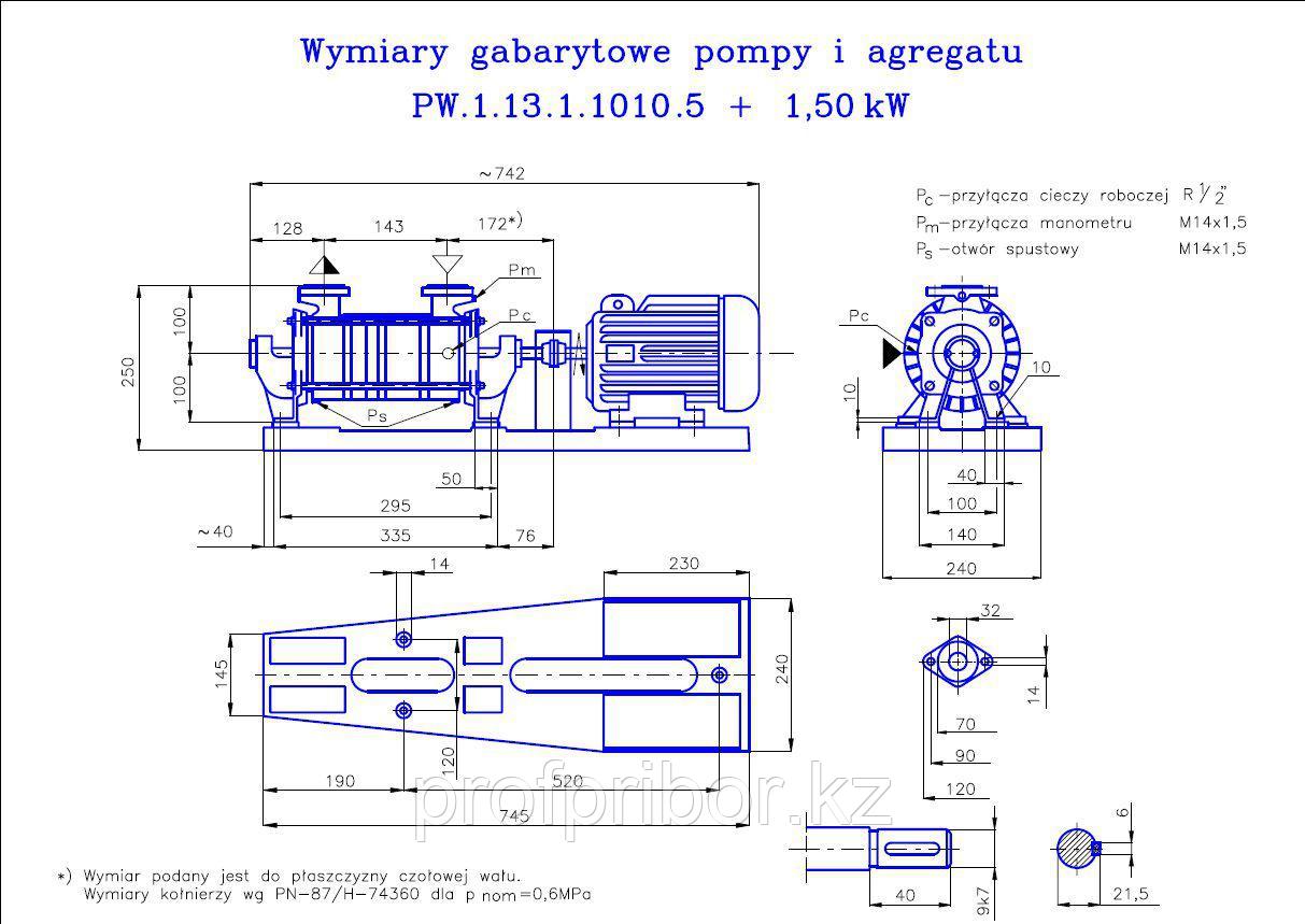 Вакуумный водокольцевой насос Hydro-Vacuum PW.1.13.1.1010.5 1,5 кВт - фото 3 - id-p53309471