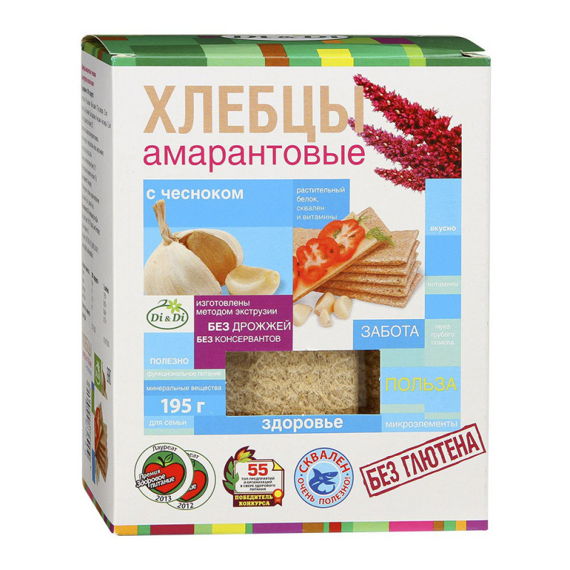 Хлебцы "Di&Di" амарантовые с чесноком 195г