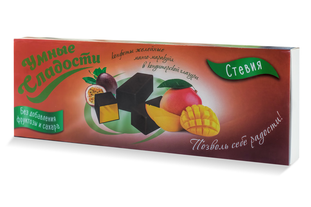 Конфеты "Умные сладости" желейные со вкусом манго-маракуйя в глазури 105г