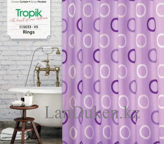 Водонепроницаемая тканевая шторка для ванной Tropik 180*200 фиолетовая - фото 1 - id-p53520013