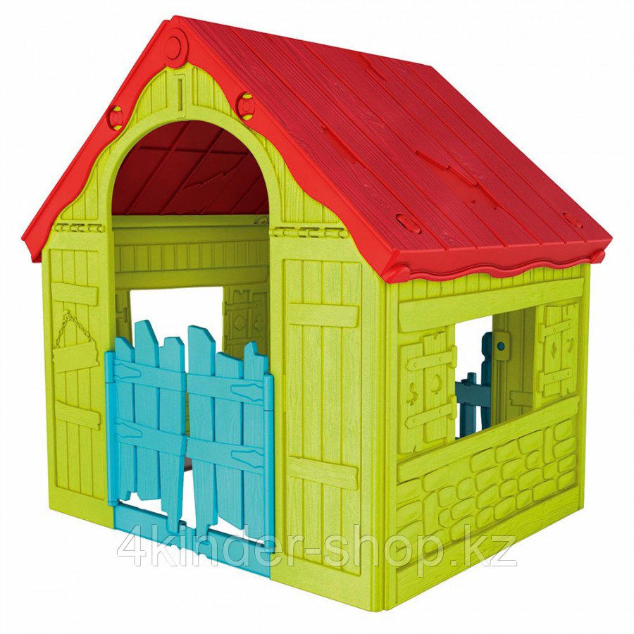 Игровой домик Keter Foldable Playhouse складной Бежевый-красный - фото 1 - id-p53523151