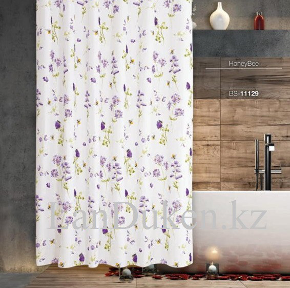 Водонепроницаемая тканевая шторка для ванной Jackline 180x200 см (цветы и пчелка)