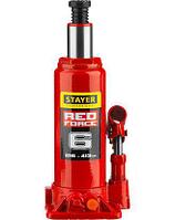Домкрат гидравлический бутылочный STAYER RED FORCE, 43160-6-K_z01, серия PROFESSIONAL, 6 т, 216-413 мм, кейс