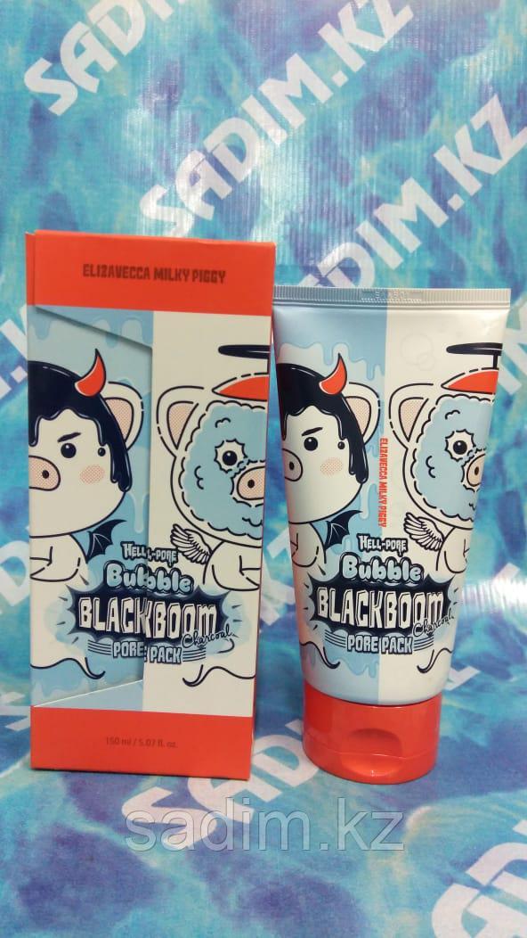 Elizavecca "Hell-Pore Bubble Blackboom Pore Pack" - Маска кислородная, смываемая, для очищения пор с Углем