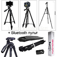 Штатив тренога для фотоаппарата, 3 уровня высоты, 2 уровня наклона с пультом Bluetooth, YunTeng VCT-5208