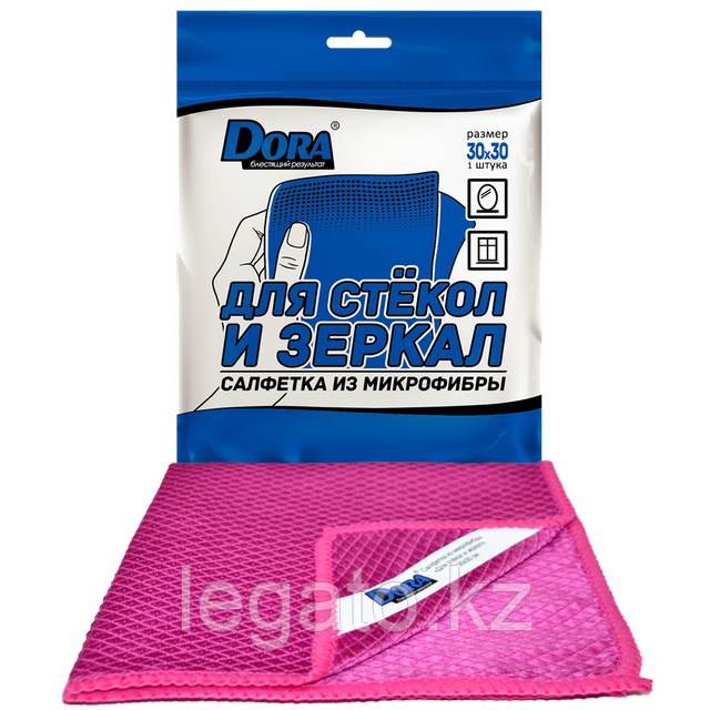 Салфетки из микрофибры DORA "Для стекол и зеркал" 30*30см 120шт/кор