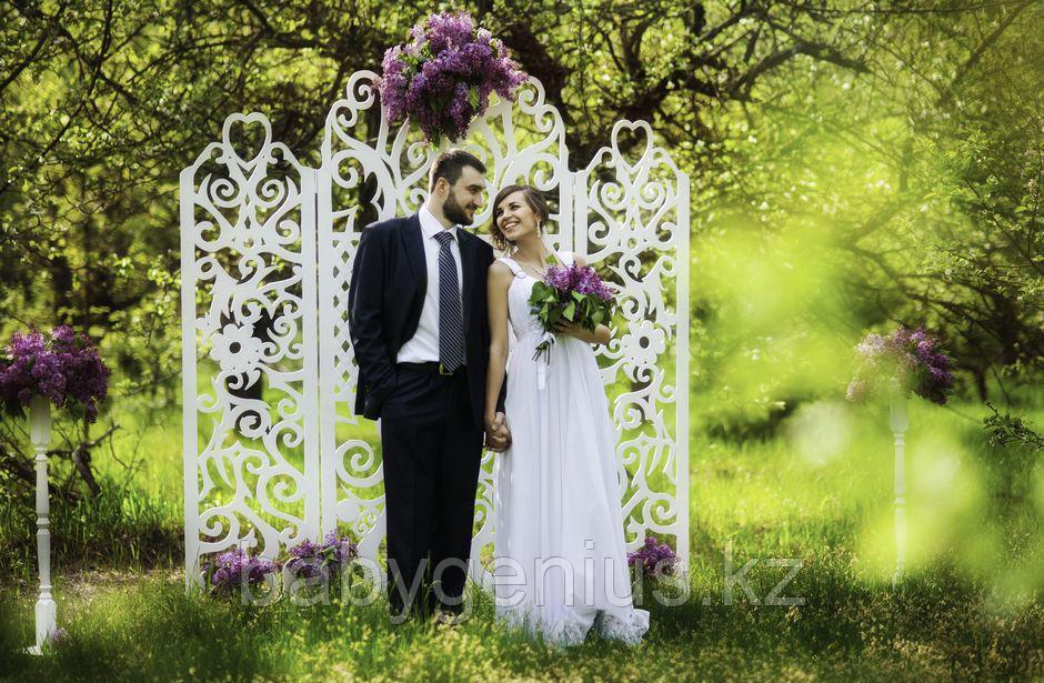 Свадебная ширма, свадебная арка, фотозона, ажурные тумбы