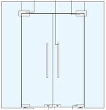 Стеклянная Маятниковая Дверь  с фрамугой и боковой панелью.