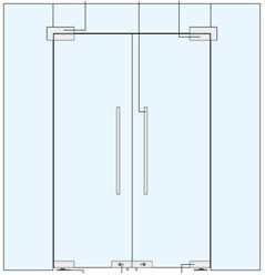 Стеклянные Двустворчатые Маятниковые Двери с фрамугой и боковыми панелями. - фото 1 - id-p4691705
