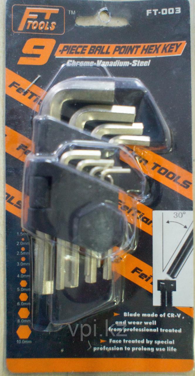 Набор имбусовых ключей, HEX (шестигранник) короткие FT-103, 9шт. FT tools