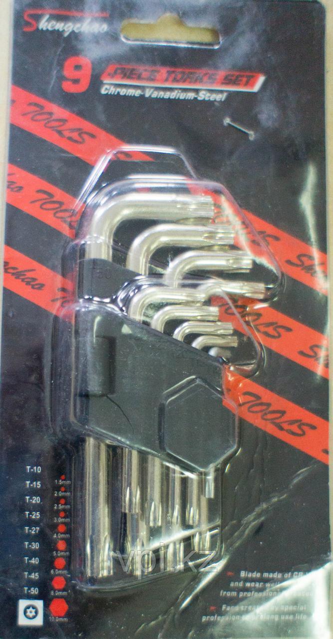 Набор ключей TORX (звездочка), короткие, Т10-Т50, 9шт. Shengchao tools