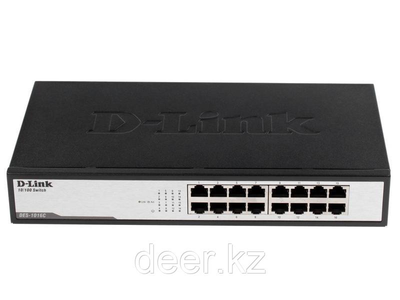 D-Link DES-1016D/H1A коммутатор 16 портов 10/100, с функцией энергосбережения и подде-кой QoS 