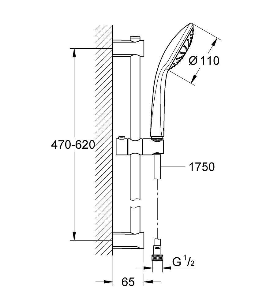 Душевой гарнитур GROHE Vitalio Joy 110 Mono 27322000 - фото 2 - id-p53670578