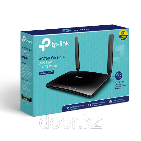 TP-link Archer MR200(EU) беспроводной двухдиапазонный 4G LTE-маршрутизатор, скорость до 750 Мбит/с 