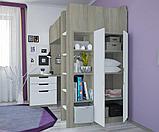 Кровать-чердак Polini Simple с письменным столом и шкафом вяз-белый, фото 2