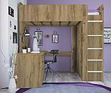 Кровать-чердак Polini Simple с письменным столом и шкафом дуб, фото 3