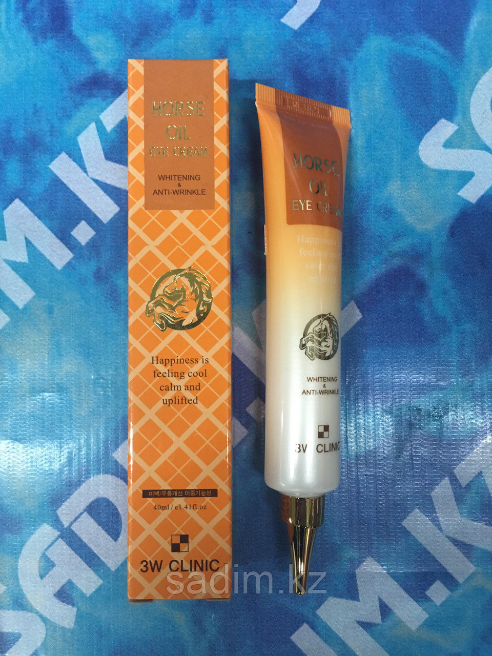 3W Clinic Horse Oil Eye Cream - Крем для кожи вокруг глаз антивозрастной осветляющий с лошадиным маслом