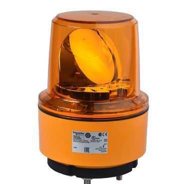 Оранжевый вращающийся сигнальный маячок, 24В пост. ток, IP67, монтажный диаметр 130мм., фото 2