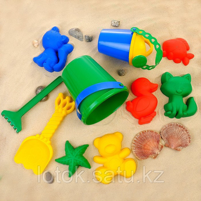 Набор для игры в песке (ведро, 6 формочек, совок, грабли, лейка) - фото 1 - id-p52365511