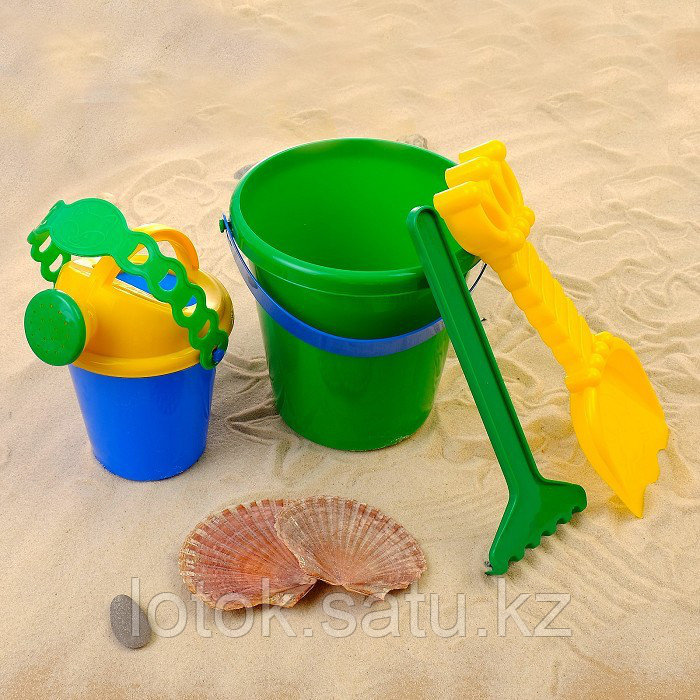 Набор для игры в песке (ведро, 6 формочек, совок, грабли, лейка) - фото 3 - id-p52365511