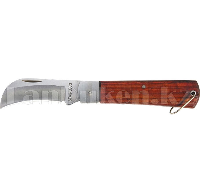 Нож складной, 200 мм, загнутое лезвие, деревянная ручка// SPARTA 78999 (002)