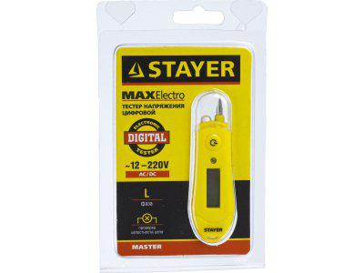 Тестер напряжения Stayer Мaster (цифровой, световой индикатор, 12-220В, 70мм) - фото 1 - id-p53768615