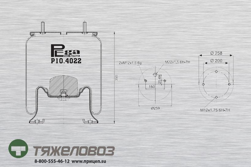 Пневморессора SAF (со стальным стаканом) 3229002900 (P10.4022.C03)