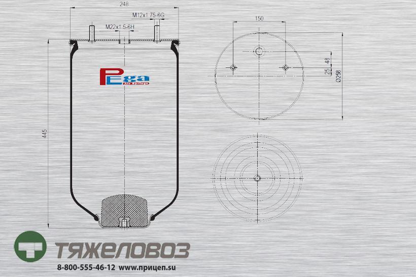 Пневморессора SAF (без стакана) P10.4022.S05