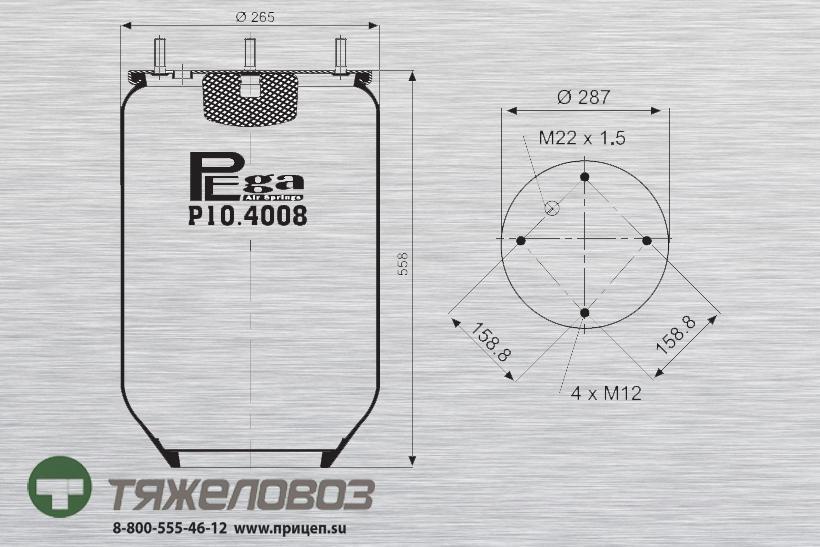 Пневморессора SAF (без стакана) 21221349 (P10.4008.S01)