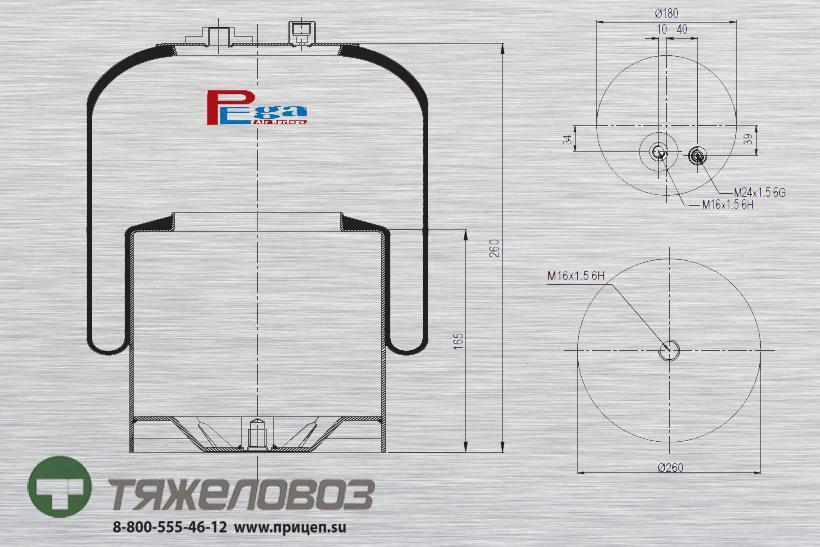 Пневморессора Mercedes (со стальным стаканом) A9423201921 (P10.4187.C22)
