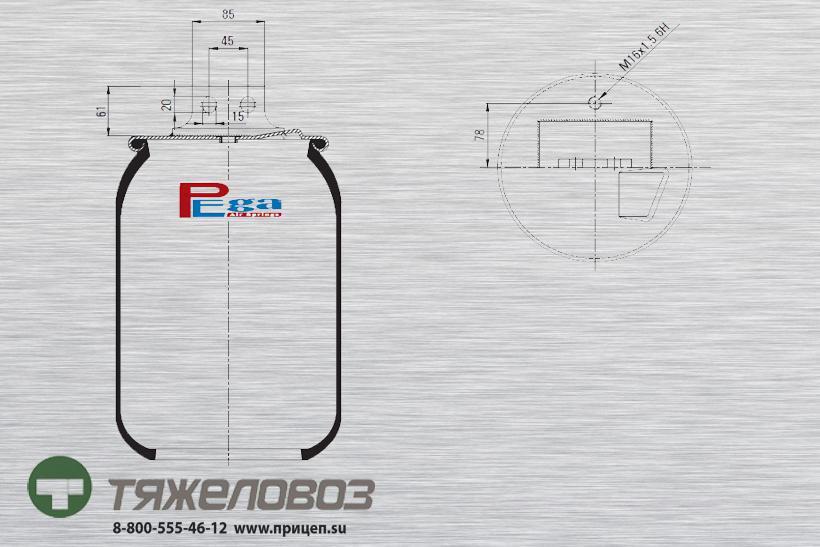 Пневморессора Iveco (без стакана, передняя правая) 42559766 (P10.27023.S04)