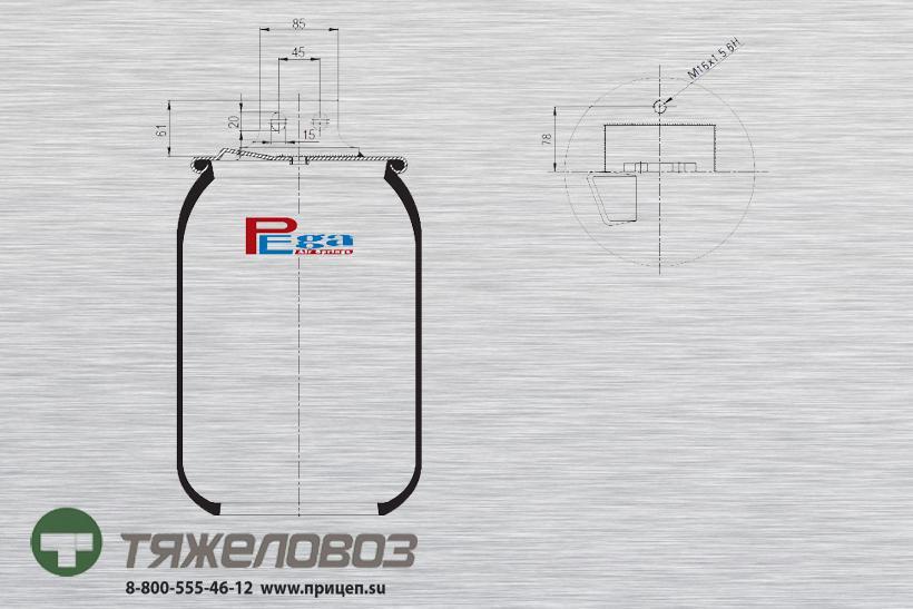 Пневморессора Iveco (без стакана, передняя левая) 42559765 (P10.27023.S03)