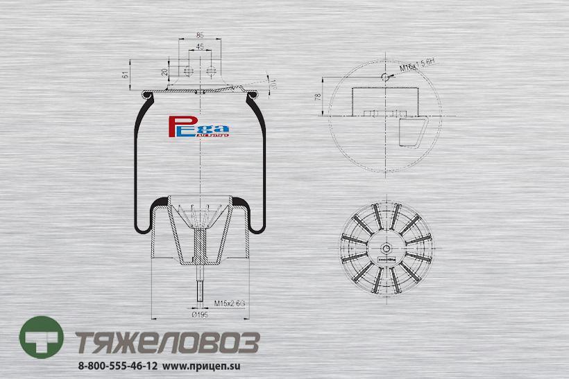 Пневморессора Iveco (с пластиковым стаканом, передняя правая) 41031243 (P10.27023.CP04)