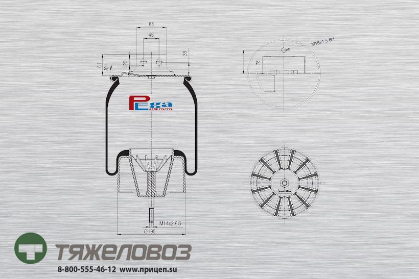 Пневморессора Iveco (с пластиковым стаканом, передняя левая) 41031242 (P10.27023.CP03)