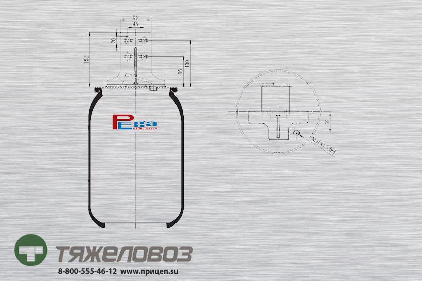 Пневморессора Iveco (без стакана, задняя левая) 42559767 (P10.27023.S02)