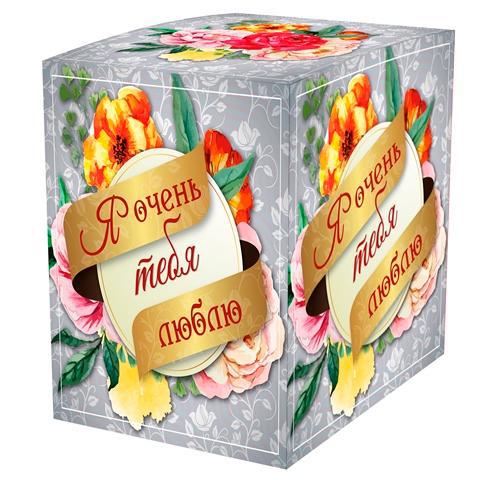 Подарочная коробка для кружки "Я очень тебя люблю" (100х100х105мм)